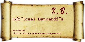 Kölcsei Barnabás névjegykártya