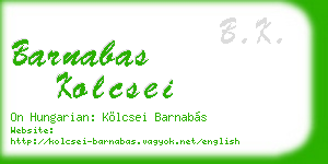 barnabas kolcsei business card